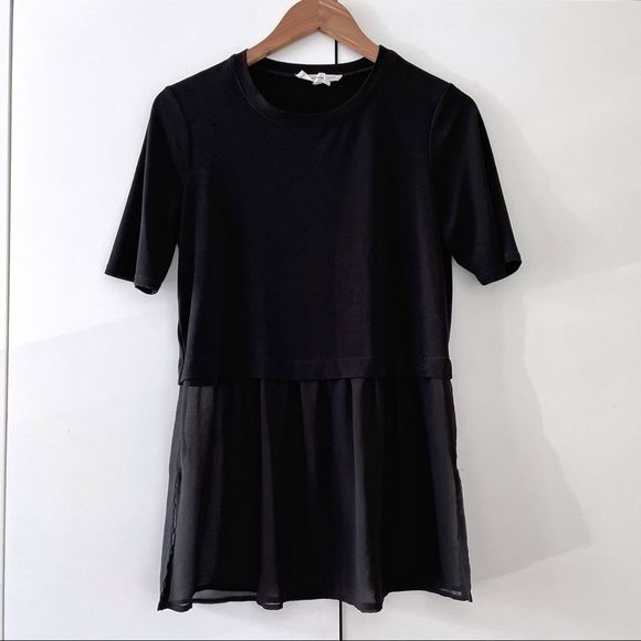 BCBGeneration Boxy Two-Fer Black Top Small - Picture 2 of 6